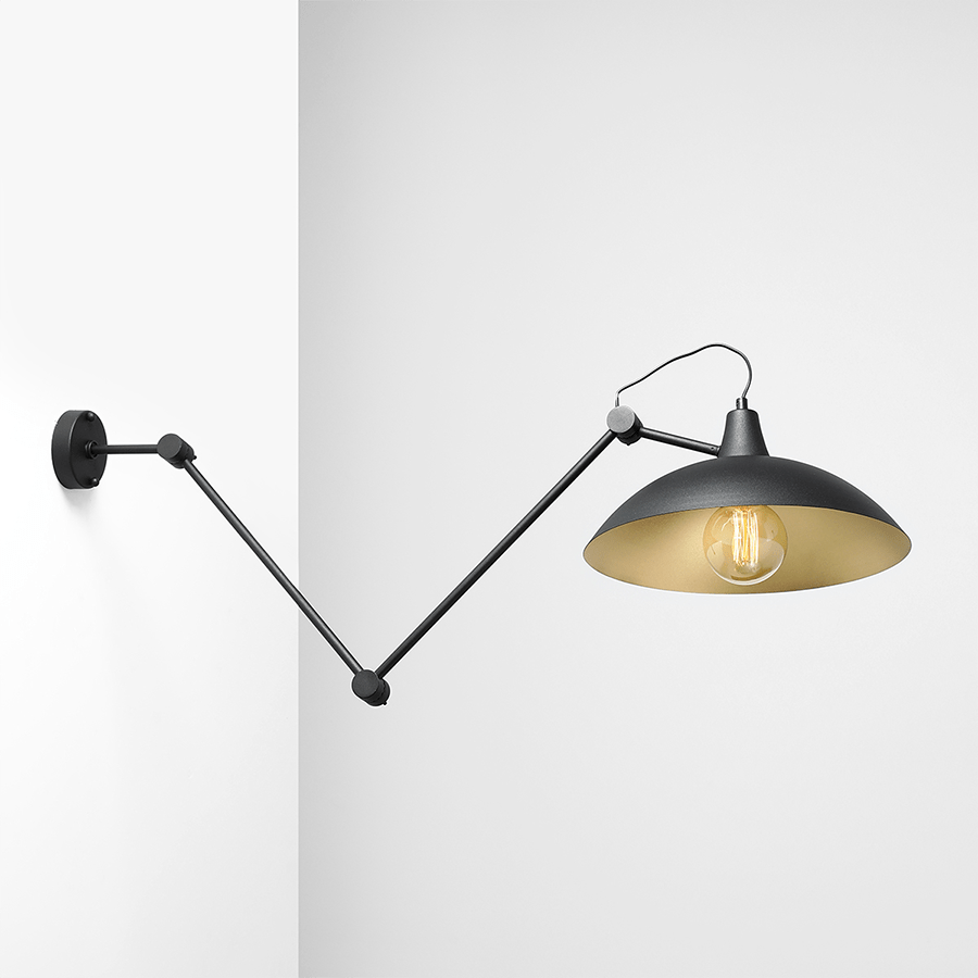 CANTILEVER ADJUSTABLE WALL CEILING LIGHT MELOS BLACK GOLD - DYKE & DEAN