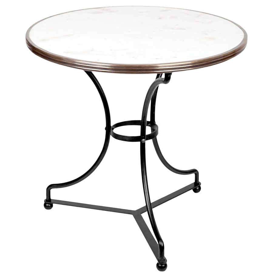 CARRARA WHITE MARBLE FRENCH BISTRO TABLE 28” WITH THREE LEG BASE
