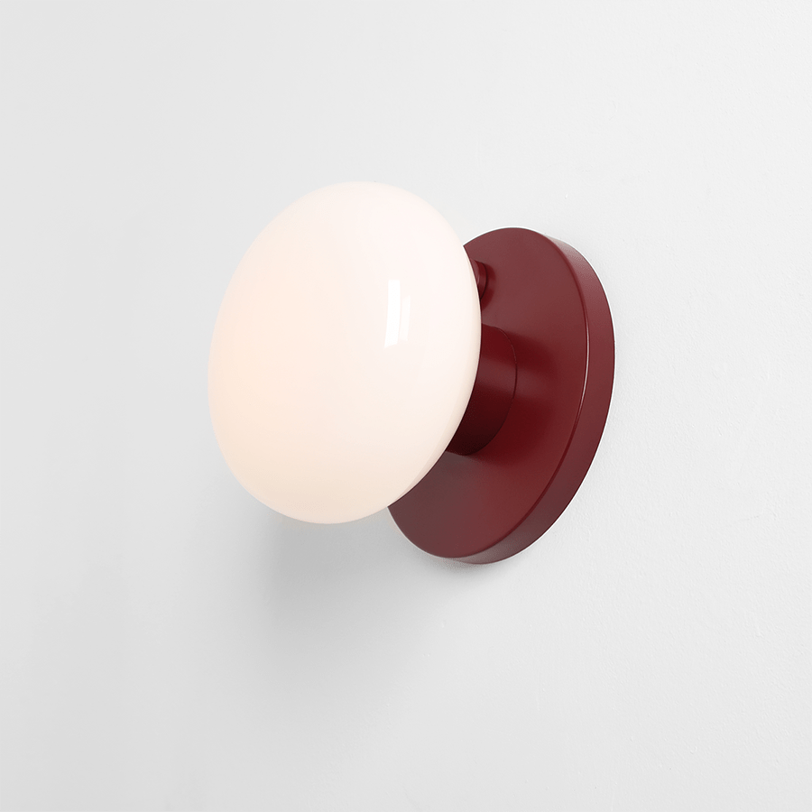 FLO OPAL GLASS ORB SWITCH WALL LIGHT RUBY RED - DYKE & DEAN
