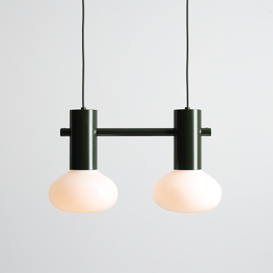 FLO SUSPENSION PENDANT 2 OPAL GLASS LIGHT MOSS GREEN - DYKE & DEAN