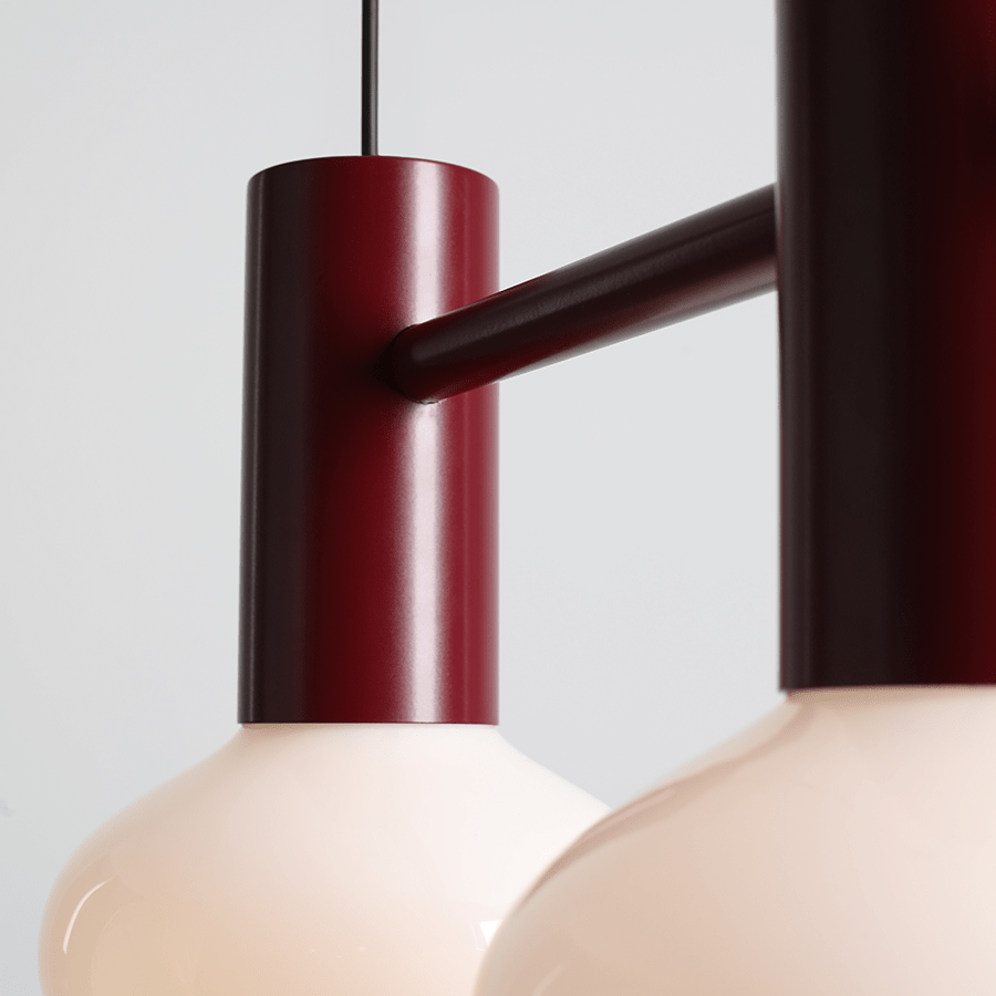 FLO SUSPENSION PENDANT 2 OPAL GLASS LIGHT RUBY RED - DYKE & DEAN