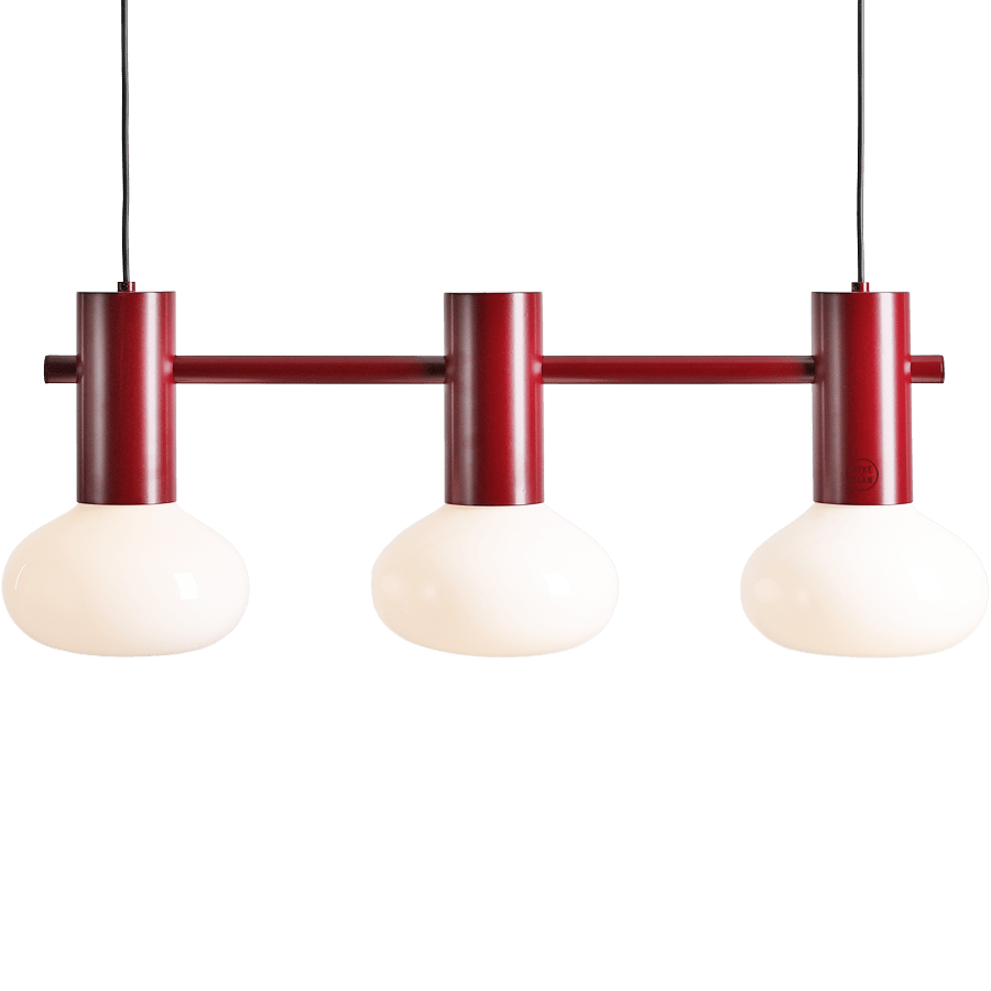 FLO SUSPENSION PENDANT 3 OPAL GLASS LIGHT RUBY RED - DYKE & DEAN