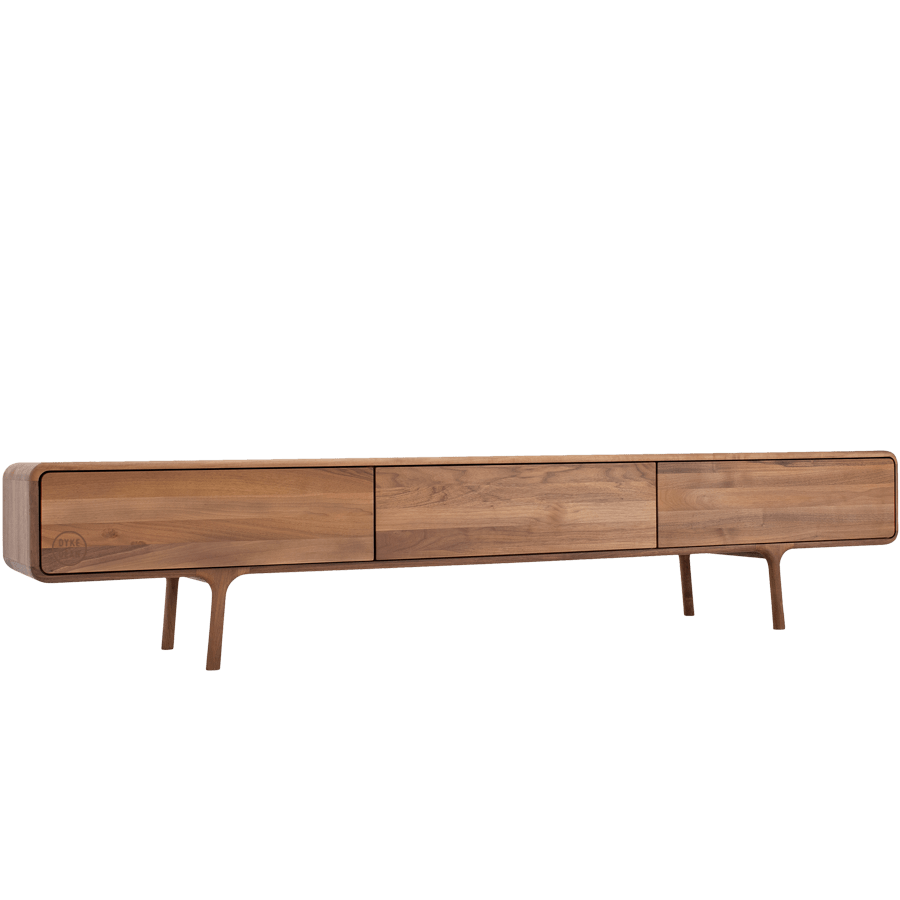 GAZZDA FAWN LOW SIDE BOARD WALNUT 3 DRAWERS - DYKE & DEAN