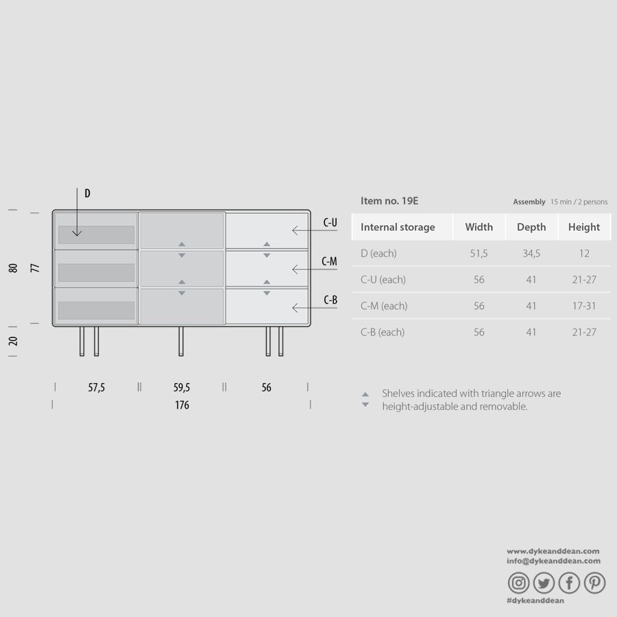 GAZZDA FINA DRESSER BLACK OAK 176 - DYKE & DEAN
