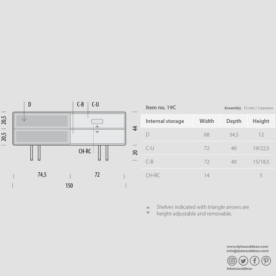 GAZZDA FINA SIDE BOARD WHITE OAK 150 - DYKE & DEAN