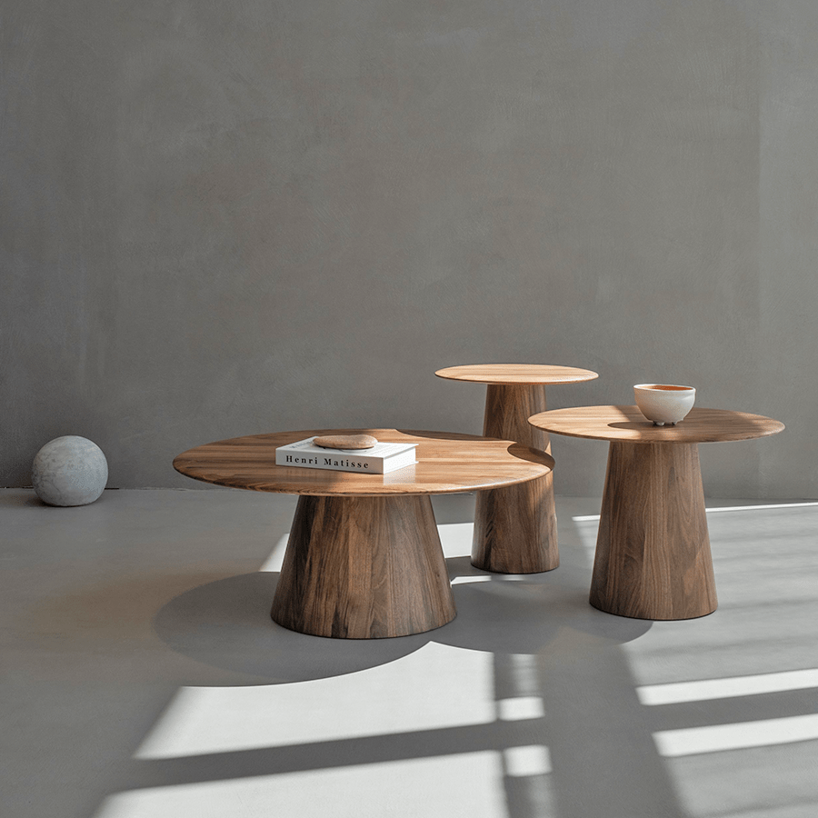GAZZDA ROUND MUSHROOM TABLE 55 WALNUT - DYKE & DEAN