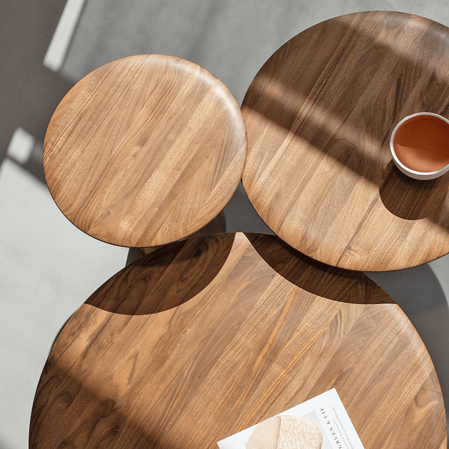 GAZZDA ROUND MUSHROOM TABLE 55 WALNUT - DYKE & DEAN