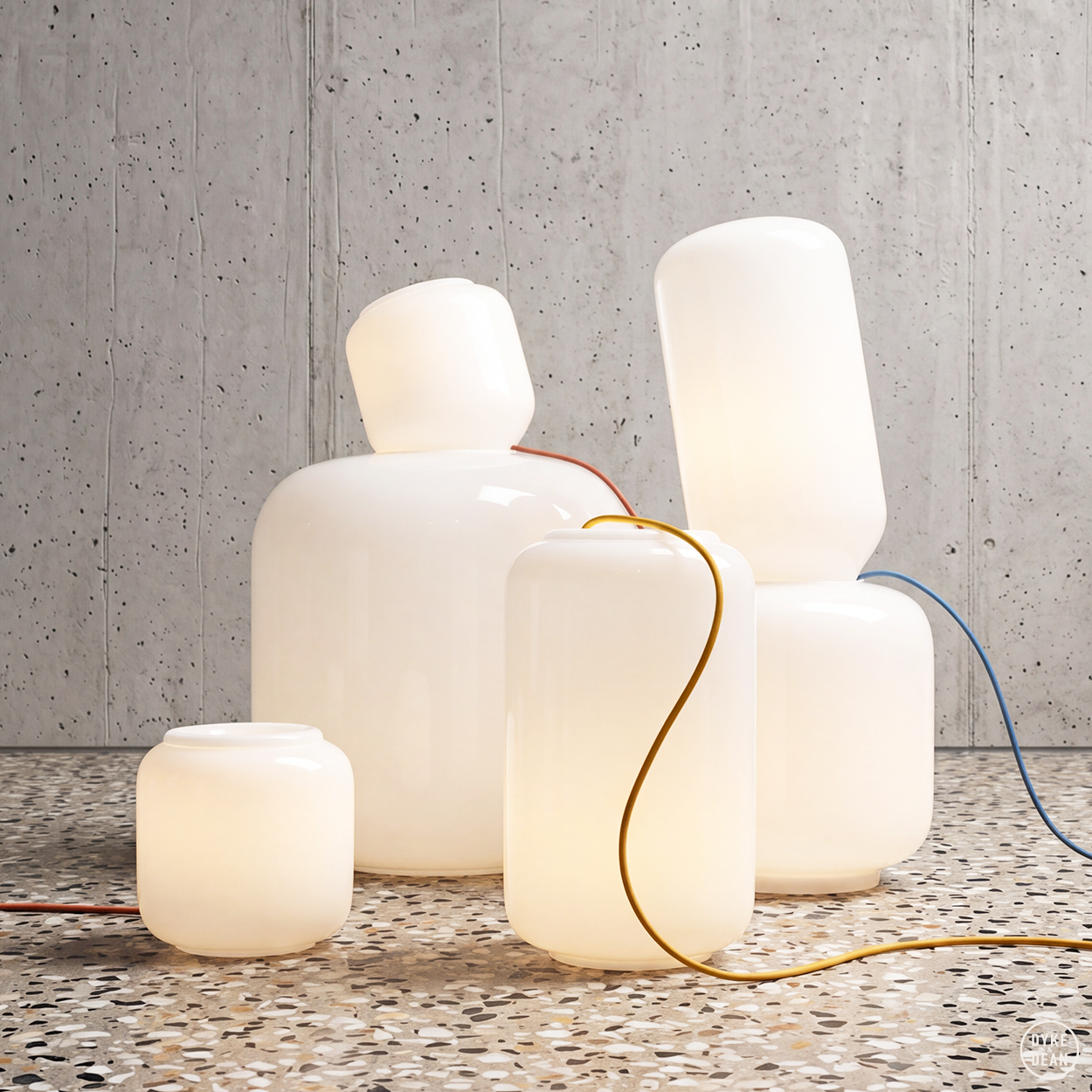FLASK COTTON WHITE TABLE & FLOOR GLASS LIGHT