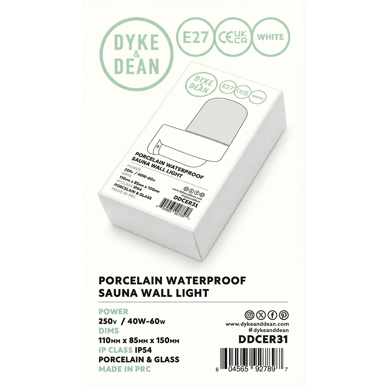 E27 KERAMISK VÆGLYS FROSTET