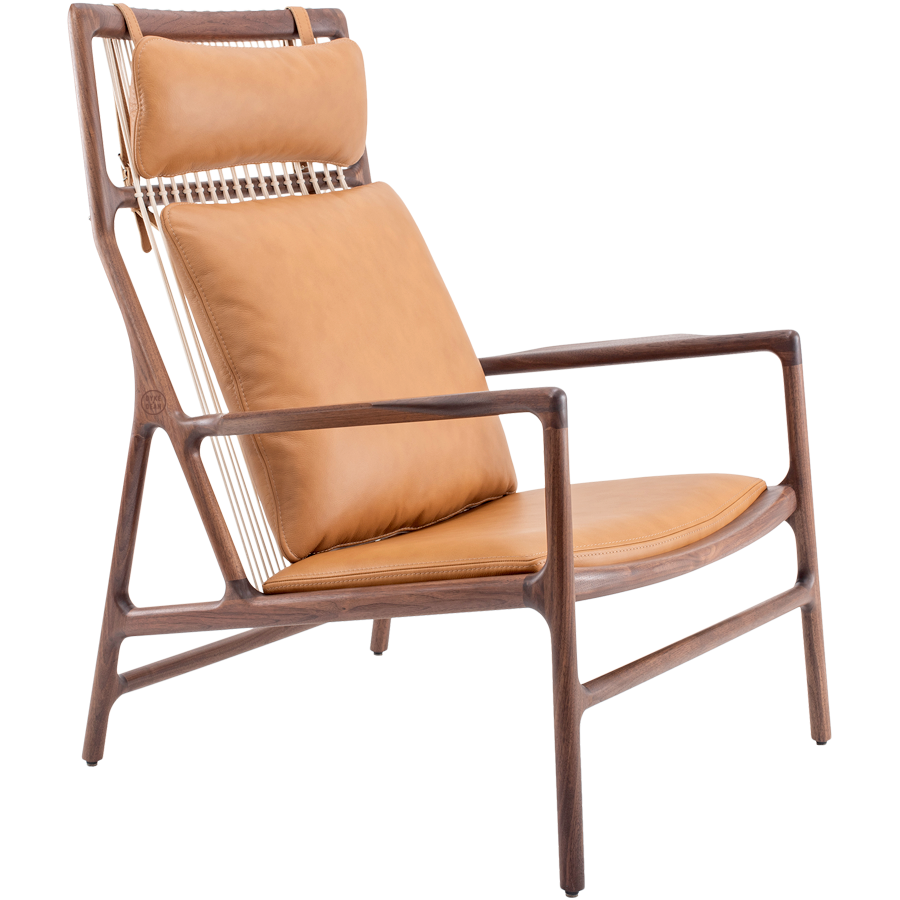 GAZZDA DEDO LOUNGE LEATHER CHAIR WITH HEAD REST WALNUT