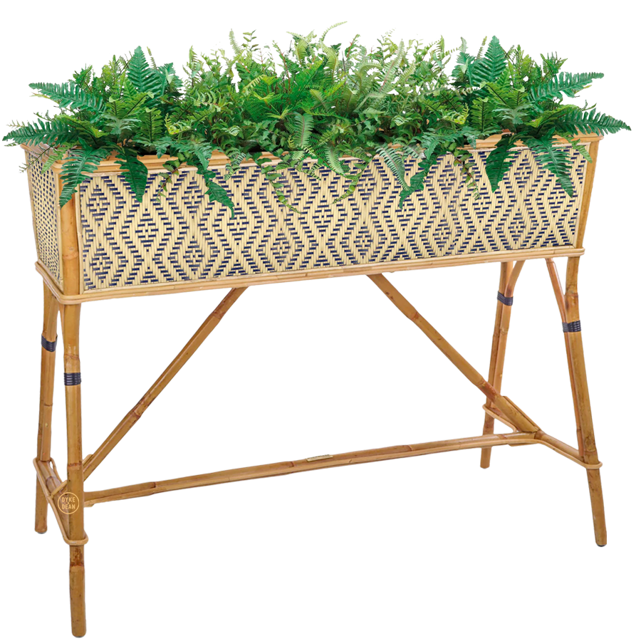 BISTRO RATTAN PLANTER WITH STAND DIAMONDS GOLD NAVY
