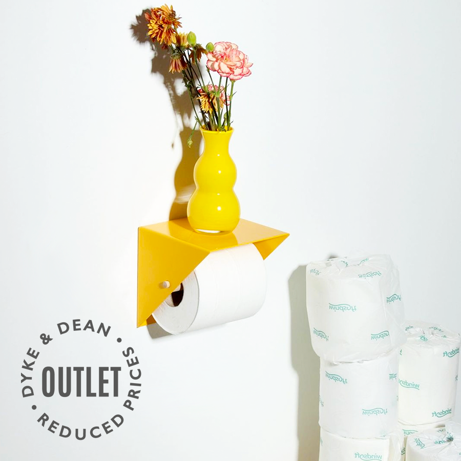 YELLOW TRIANGLE WALL TOILET ROLL HOLDER OUTLET