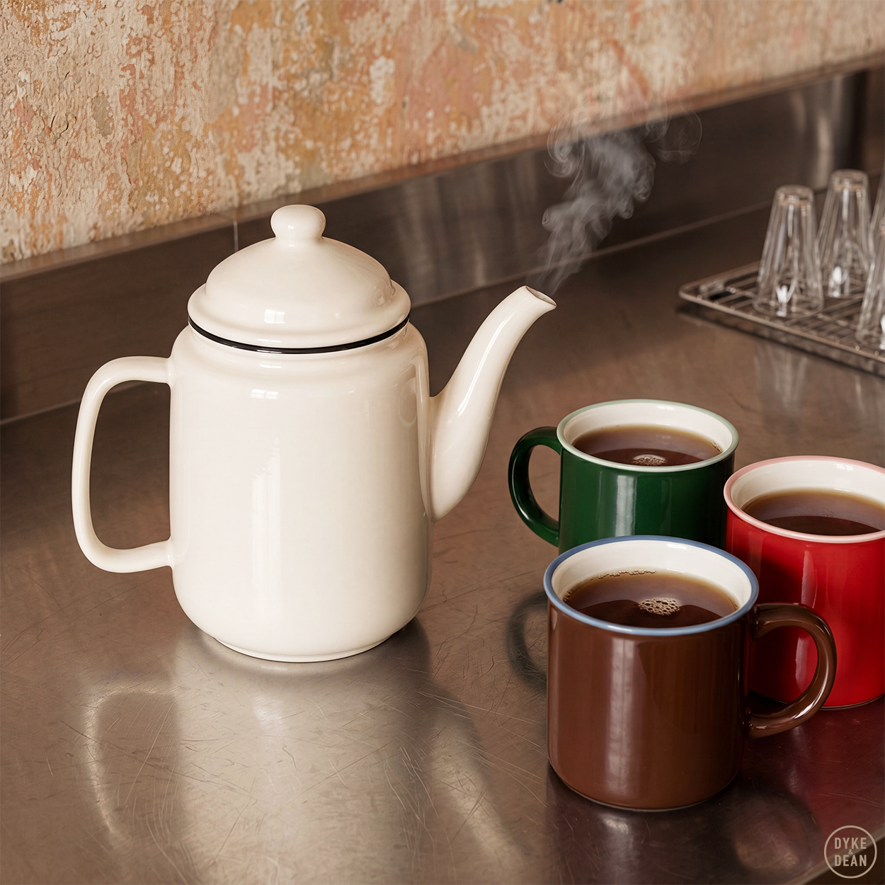 LARGE WHITE CERAMIC TEAPOT