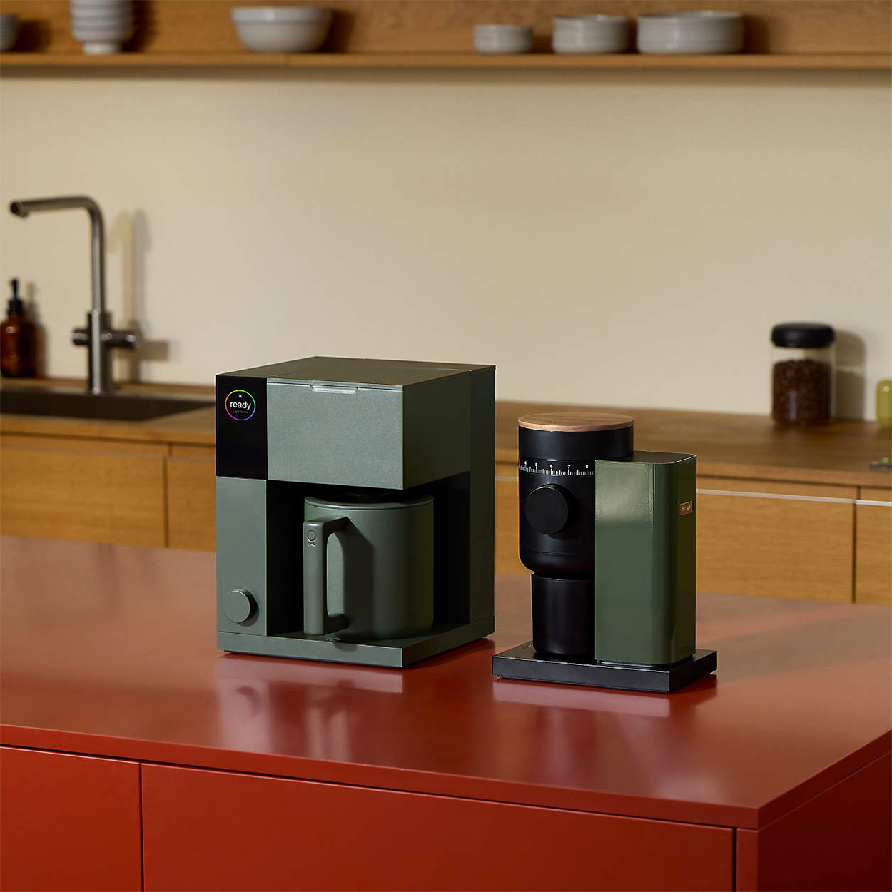 FELLOW OPUS 2 CONICAL BURR GRINDER WOODLAND GREEN & WALNUT