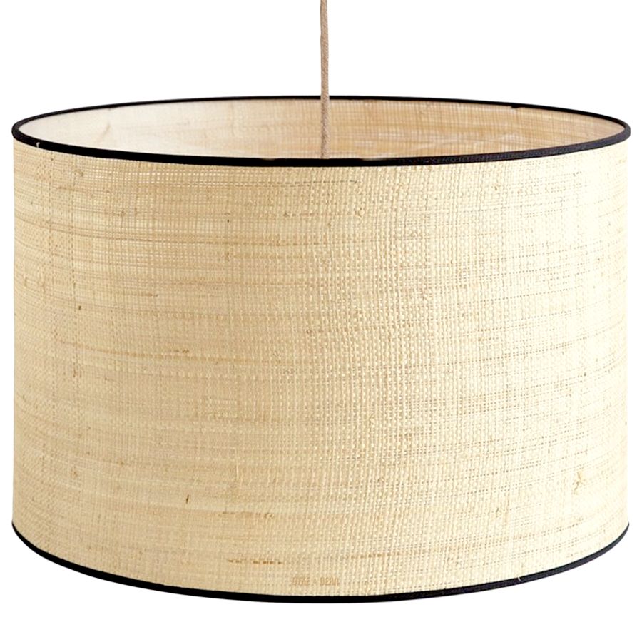 RAFFIA TRIM NATURAL SHADE E27 DRUM BLACK RIM
