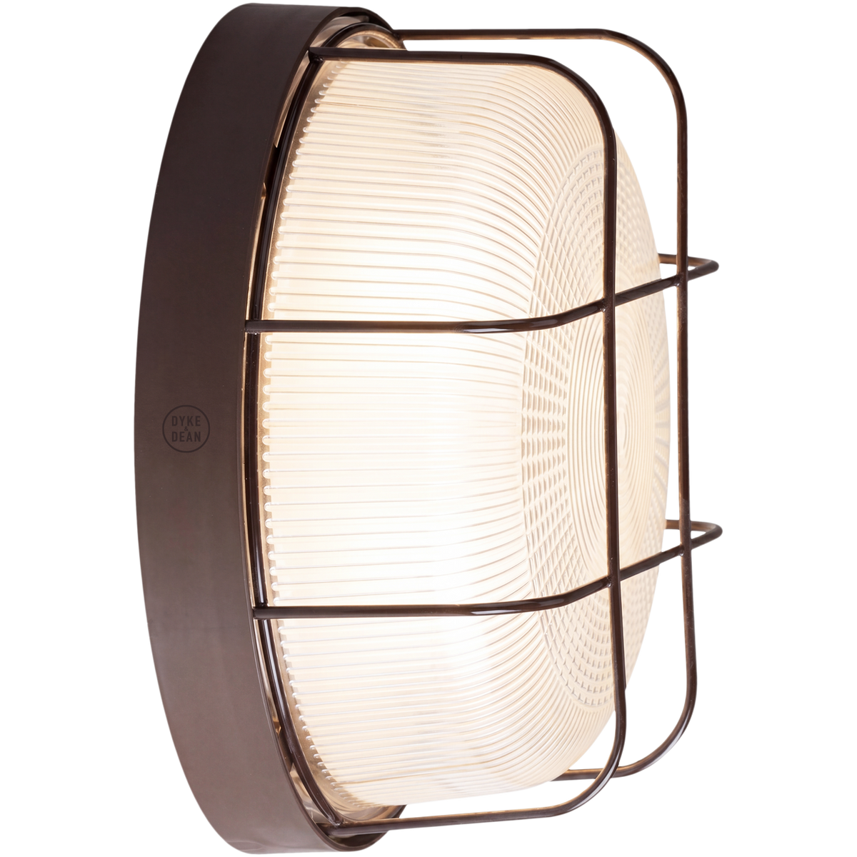 BROWN CAGED INDUSTRIAL ROUND WALL & CEILING BULKHEAD LIGHT