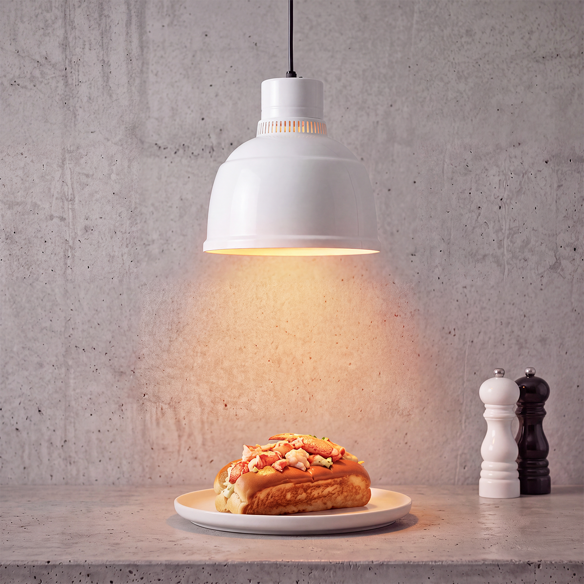 WHITE STAY HOT HEAT LAMP PENDANT FOCUS RS RETRACTABLE CORD