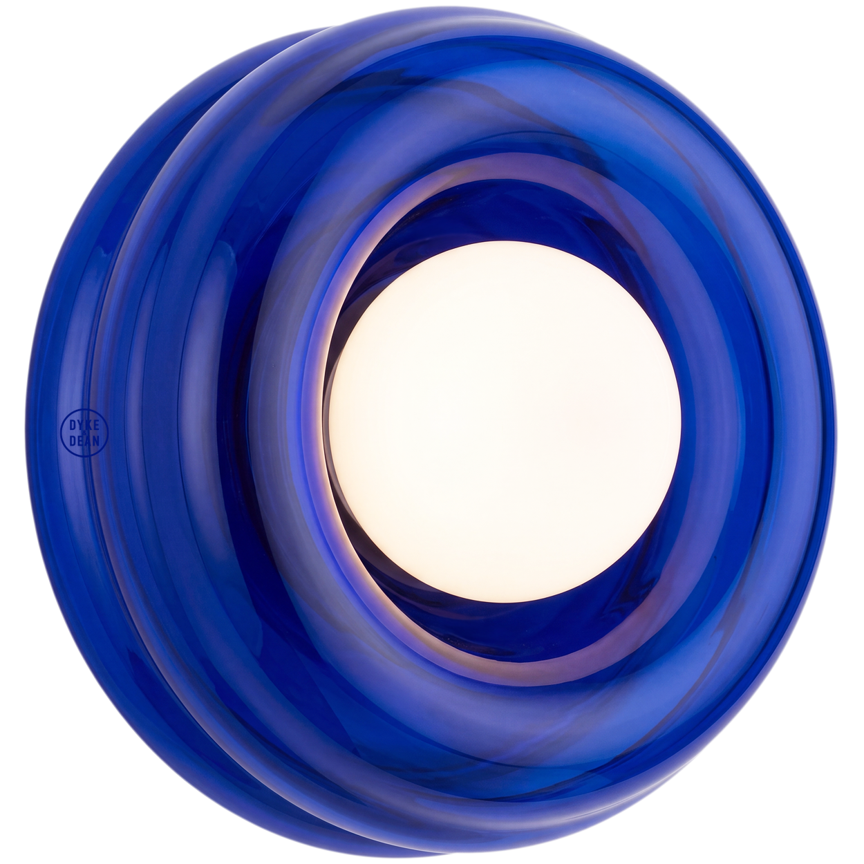 BLUE ORBIT GLASS GLOBE WALL CEILING LIGHT