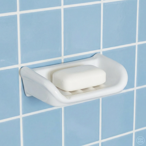 LILLE HVID PORCELÆN SÆBEFAD MED SIDER