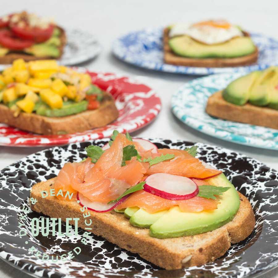 GREY & WHITE MARBLE SPLATTER WARE ENAMEL SIDE PLATE OUTLET