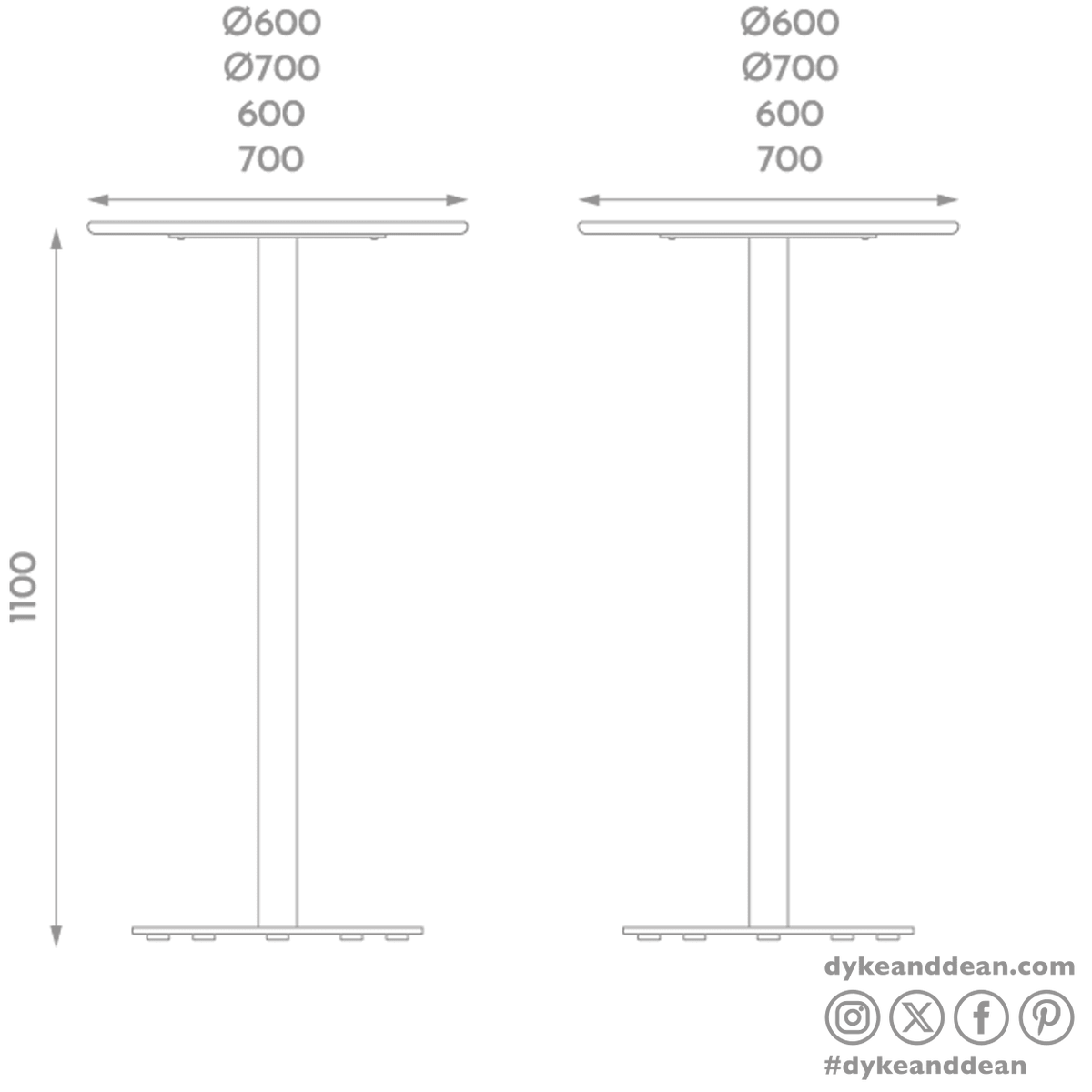 ADICO PLANA ROUND FOLDING HIGH TABLE STEEL - DYKE & DEAN