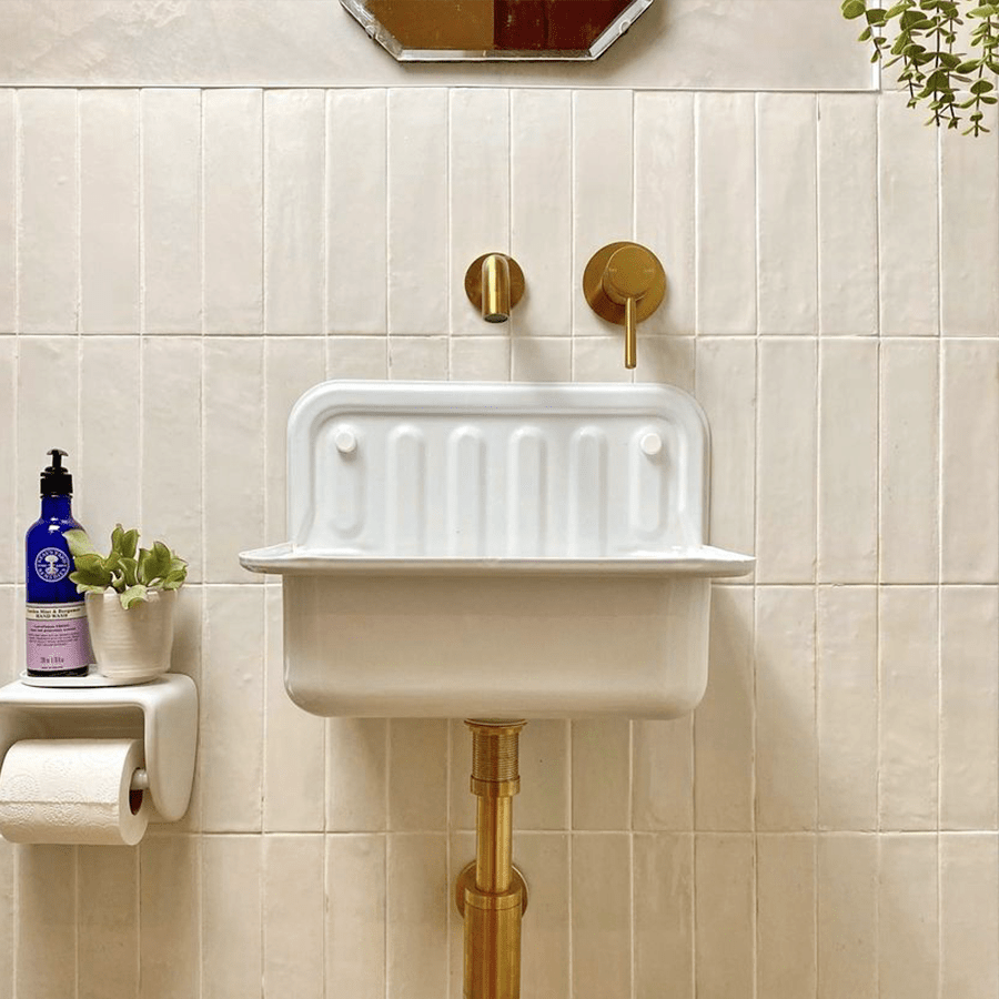 ALAPE SMALL ENAMEL BUCKET SINK GREEN RIM - DYKE & DEAN