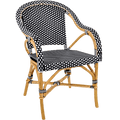 BISTRO RATTAN ARMCHAIR SQUARES BLACK WHITE - DYKE & DEAN