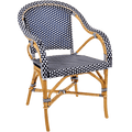BISTRO RATTAN ARMCHAIR SQUARES NAVY WHITE - DYKE & DEAN