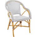 BISTRO RATTAN ARMCHAIR SQUARES WHITE BLACK - DYKE & DEAN