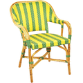 BISTRO RATTAN ARMCHAIR STRIPE YELLOW GREEN GOLD - DYKE & DEAN