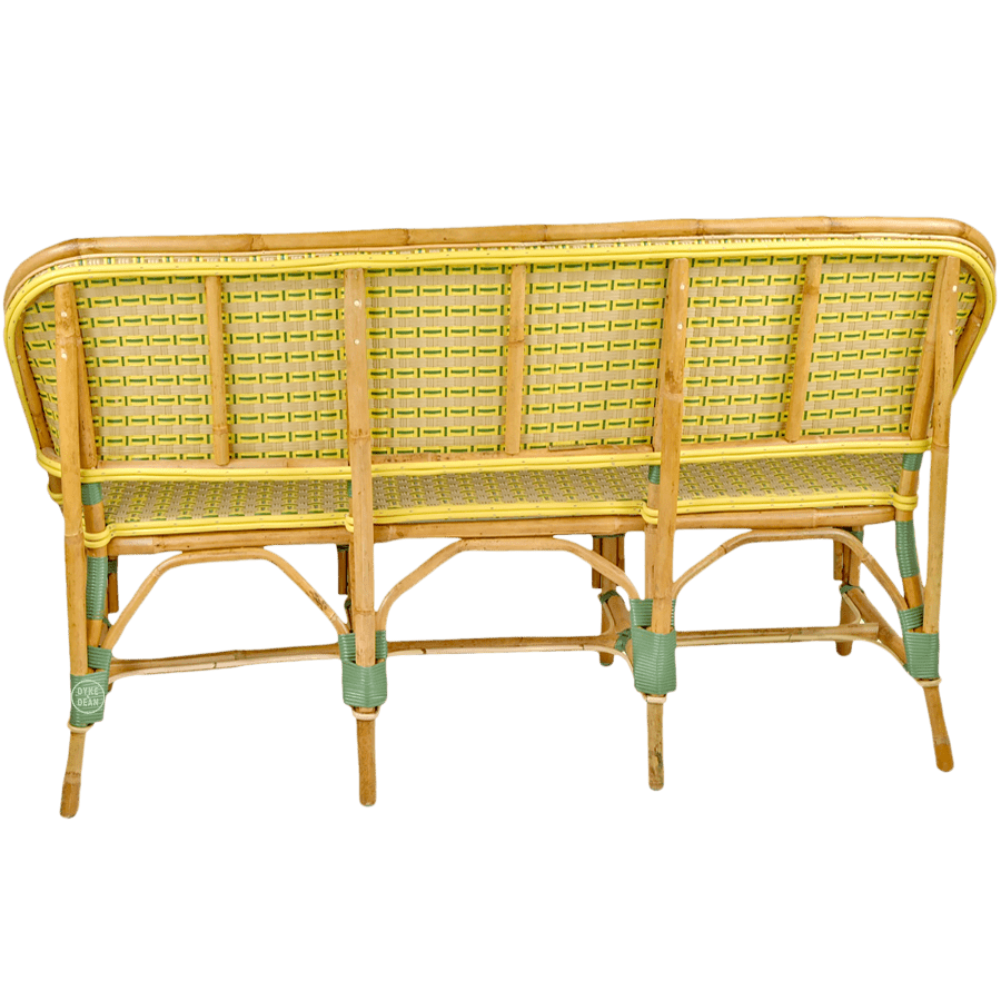 BISTRO RATTAN BANQUETTE BENCH YELLOW GREEN & GOLD - DYKE & DEAN