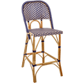 BISTRO RATTAN BAR CHAIR SQUARES BLUE - DYKE & DEAN