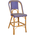 BISTRO RATTAN BAR CHAIR SQUARES BLUE WHITE - DYKE & DEAN