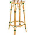BISTRO RATTAN BAR STOOL FLOWER ORANGE WHITE - DYKE & DEAN