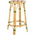 BISTRO RATTAN COUNTER STOOL FLOWER ORANGE WHITE - DYKE & DEAN