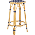 BISTRO RATTAN COUNTER STOOL SQUARE NAVY WHITE - DYKE & DEAN