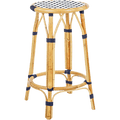 BISTRO RATTAN COUNTER STOOL SQUARE WHITE NAVY - DYKE & DEAN