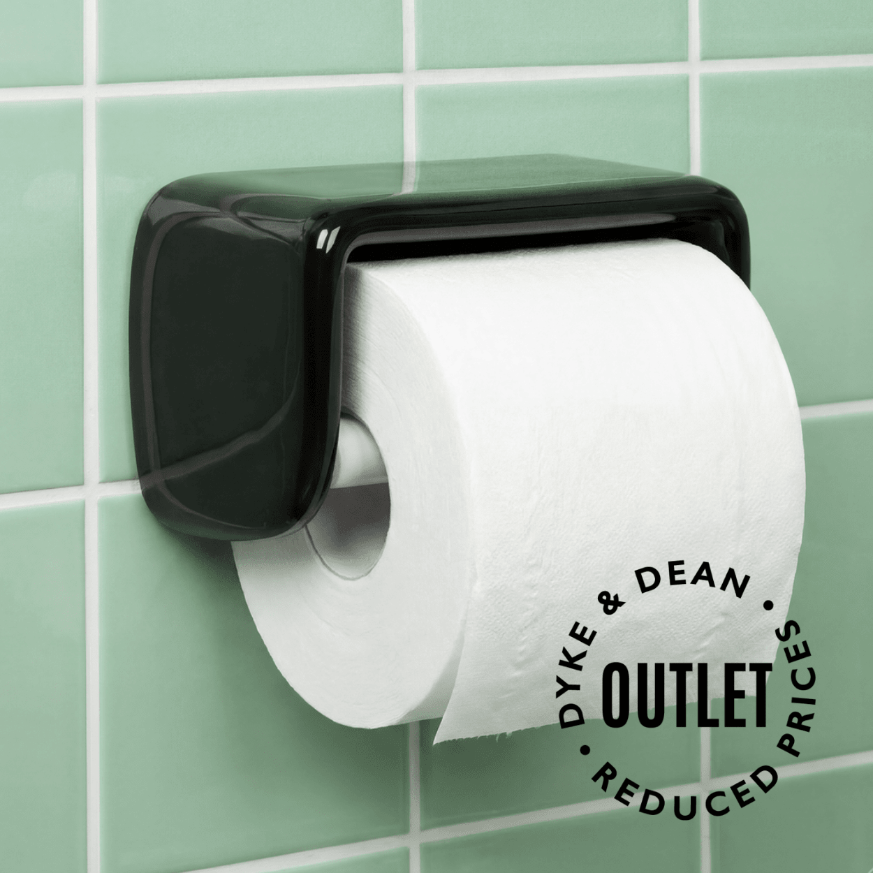 BLACK COVERED PORCELAIN TOILET PAPER HOLDER OUTLET - DYKE & DEAN