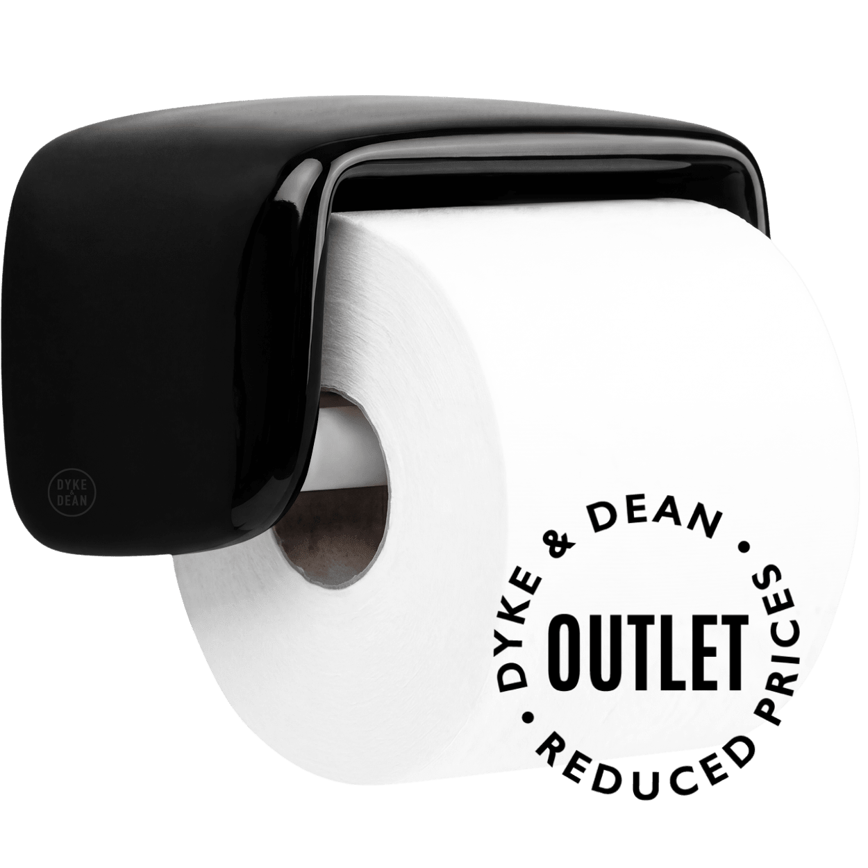BLACK COVERED PORCELAIN TOILET PAPER HOLDER OUTLET - DYKE & DEAN