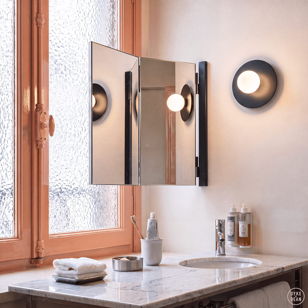 BLACK DISC GLOBE WALL LIGHT - DYKE & DEAN