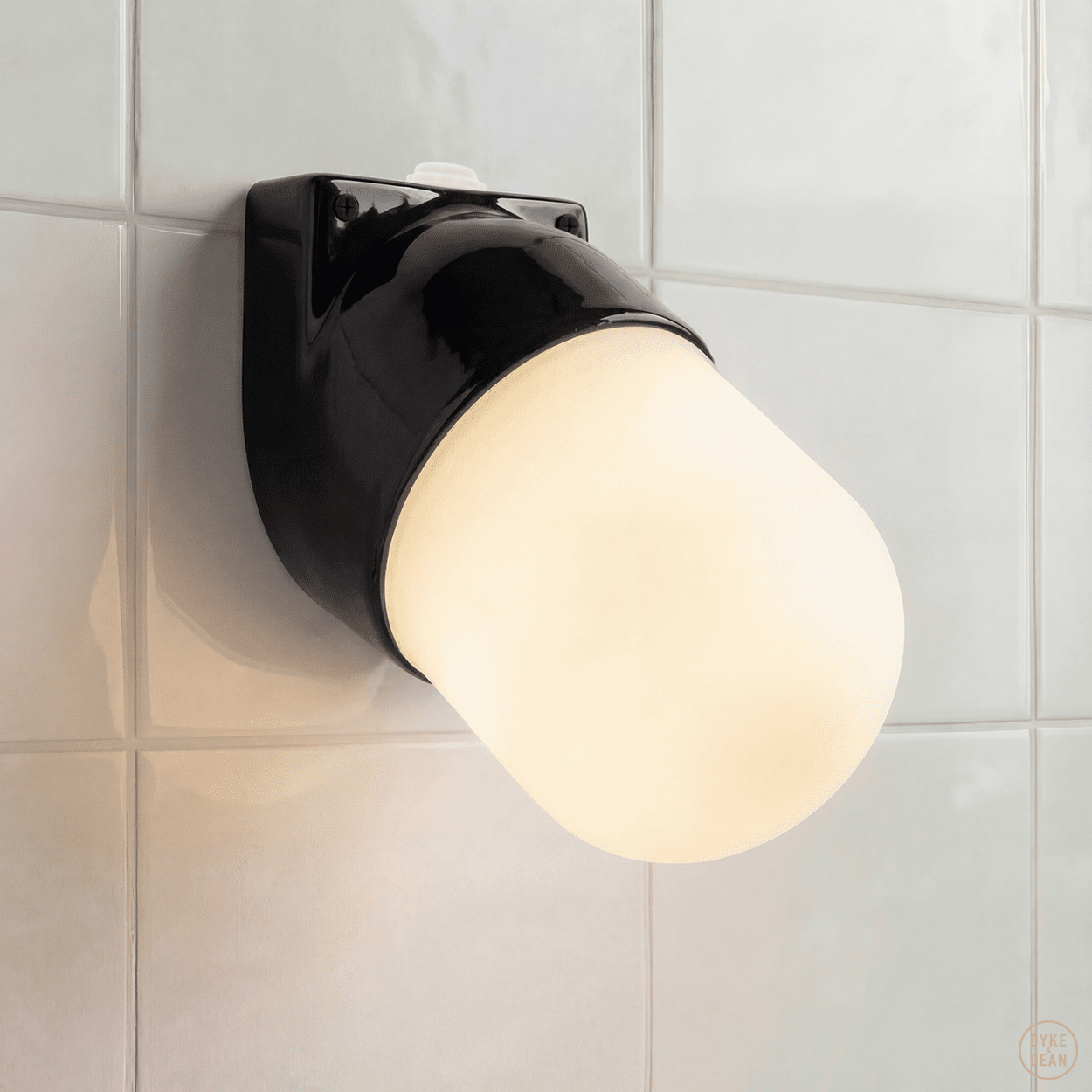 BLACK FROSTED PORCELAIN WATERPROOF ANGLED WALL LIGHT - DYKE & DEAN