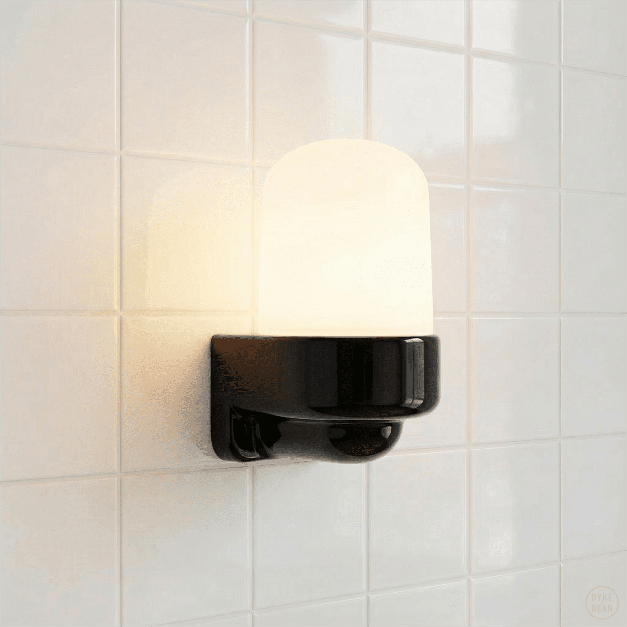 BLACK FROSTED PORCELAIN WATERPROOF SAUNA WALL LIGHT - DYKE & DEAN