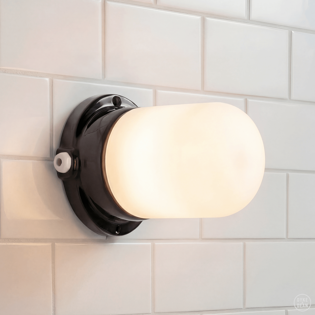 BLACK PORCELAIN FROSTED WATERPROOF WALL LIGHT - DYKE & DEAN