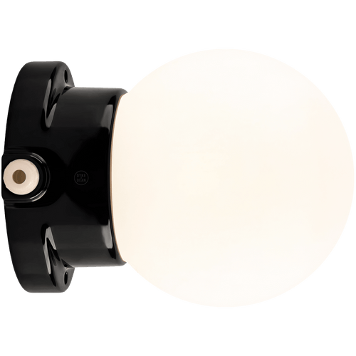 BLACK PORCELAIN GLOBE WATERPROOF WALL LIGHT - DYKE & DEAN