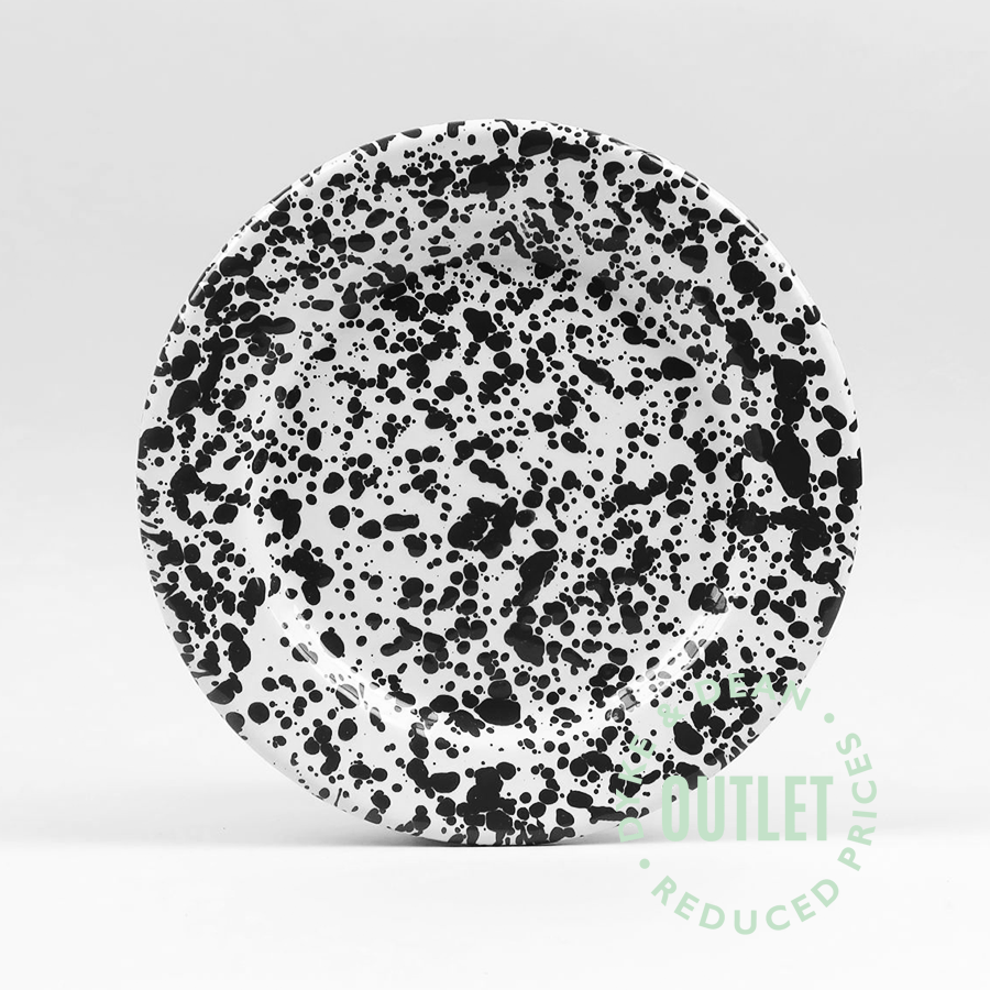 BLACK & WHITE MARBLE SPLATTER WARE ENAMEL SIDE PLATE OUTLET - DYKE & DEAN