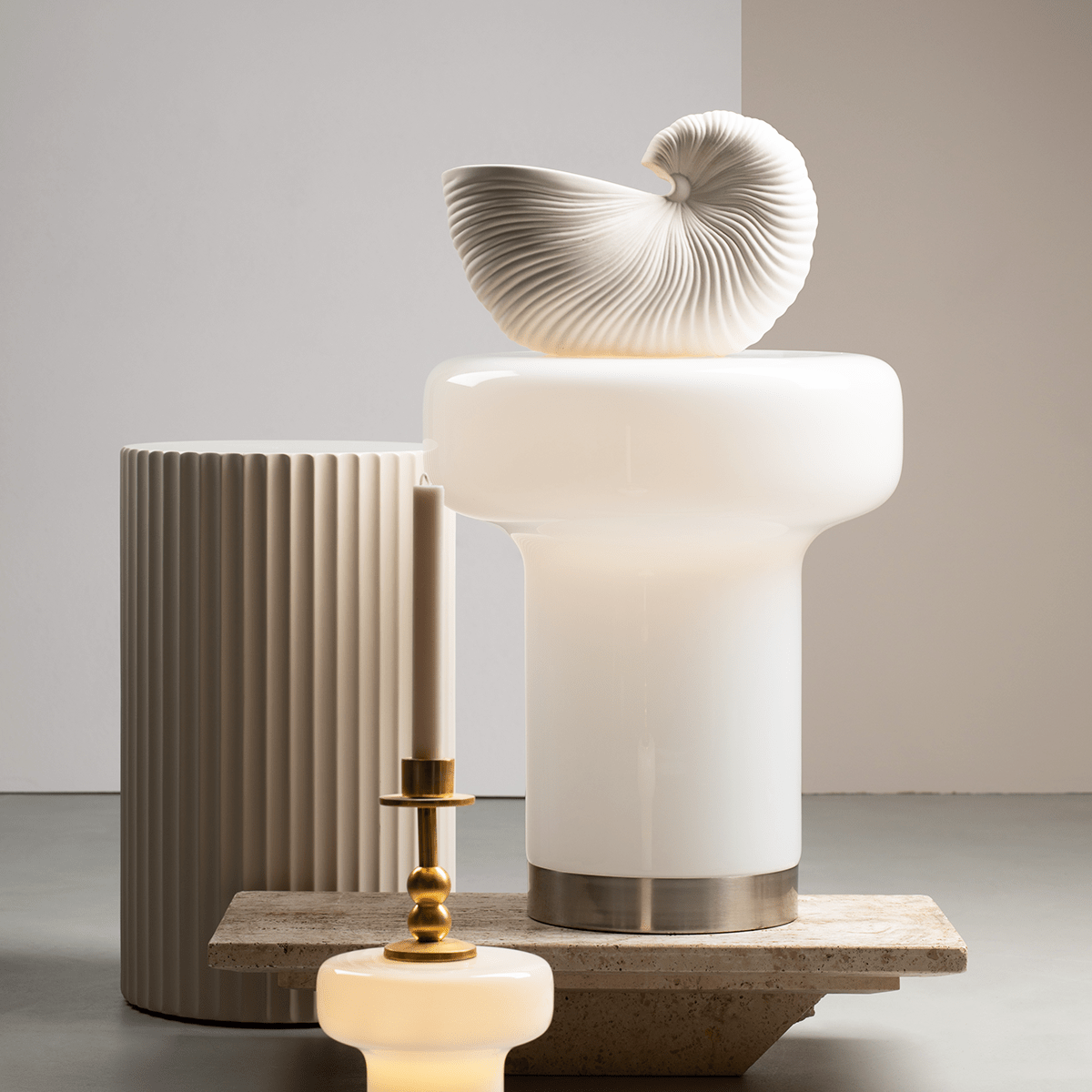 BONBON GLASS FLOOR LIGHT ALMOND - DYKE & DEAN