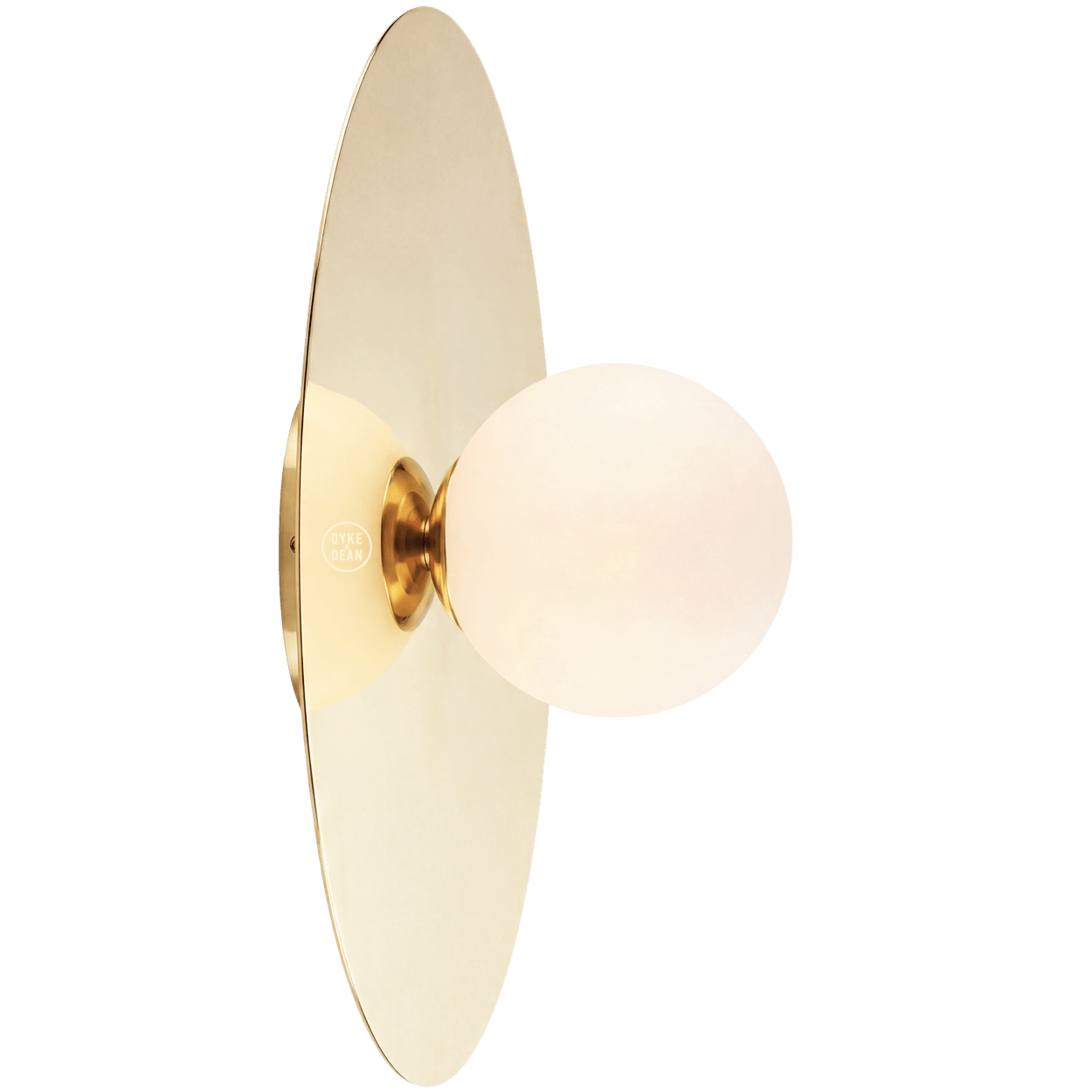 BRASS DISC SMALL GLOBE WALL LIGHT - DYKE & DEAN