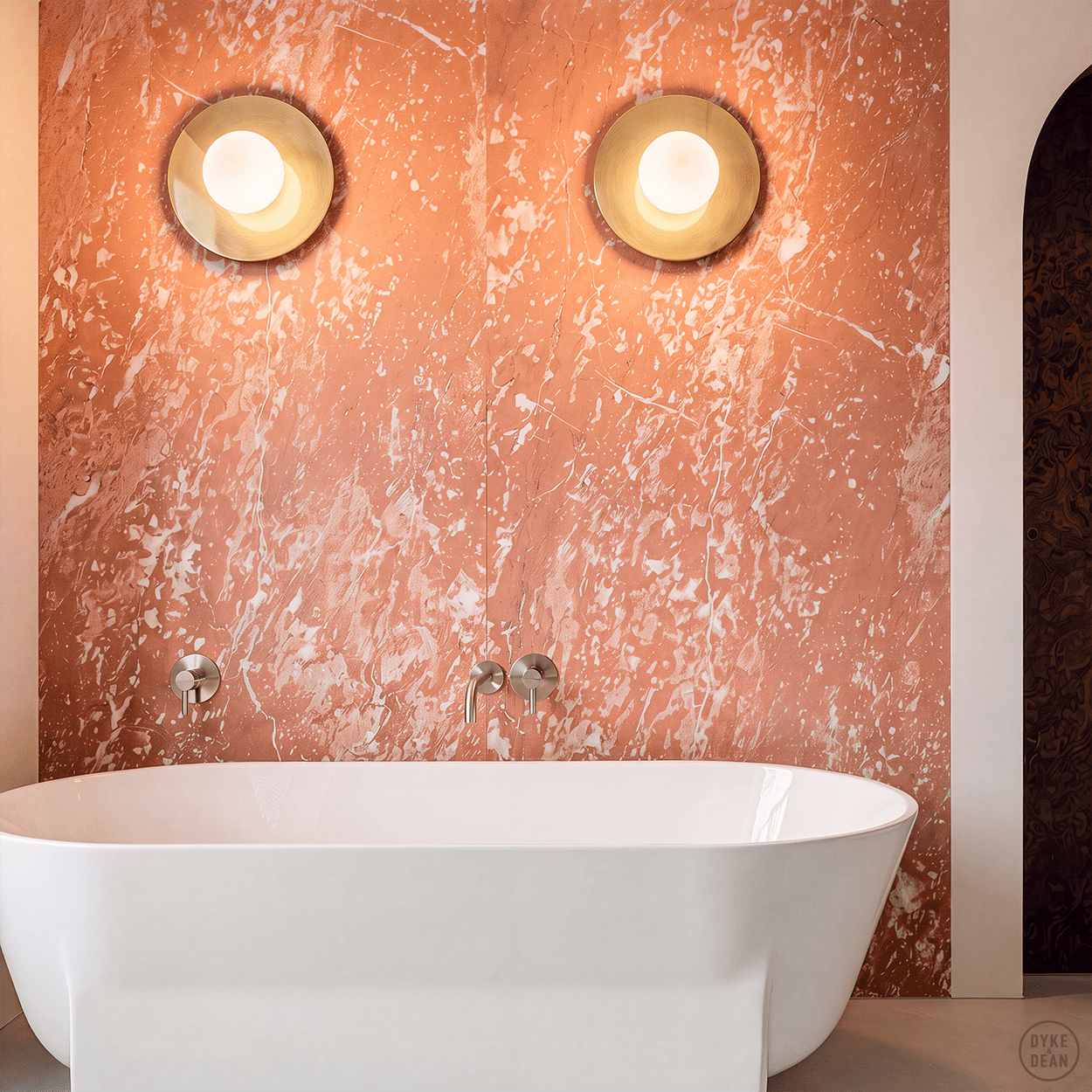 BRASS DISC SMALL GLOBE WALL LIGHT - DYKE & DEAN
