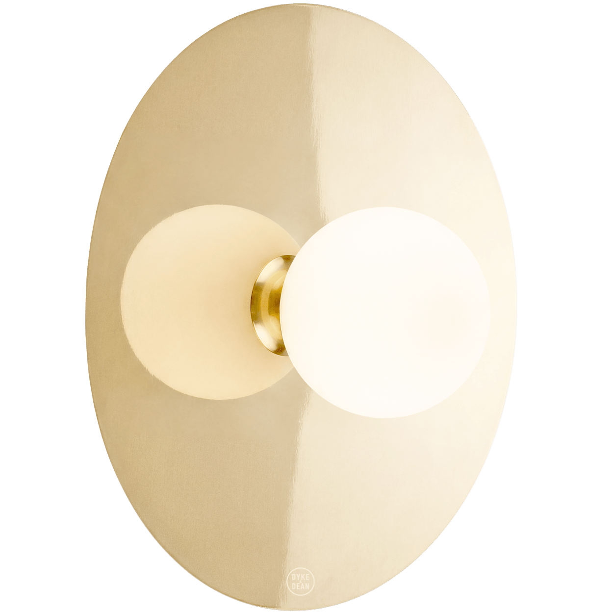 BRASS DISC SMALL GLOBE WALL LIGHT - DYKE & DEAN