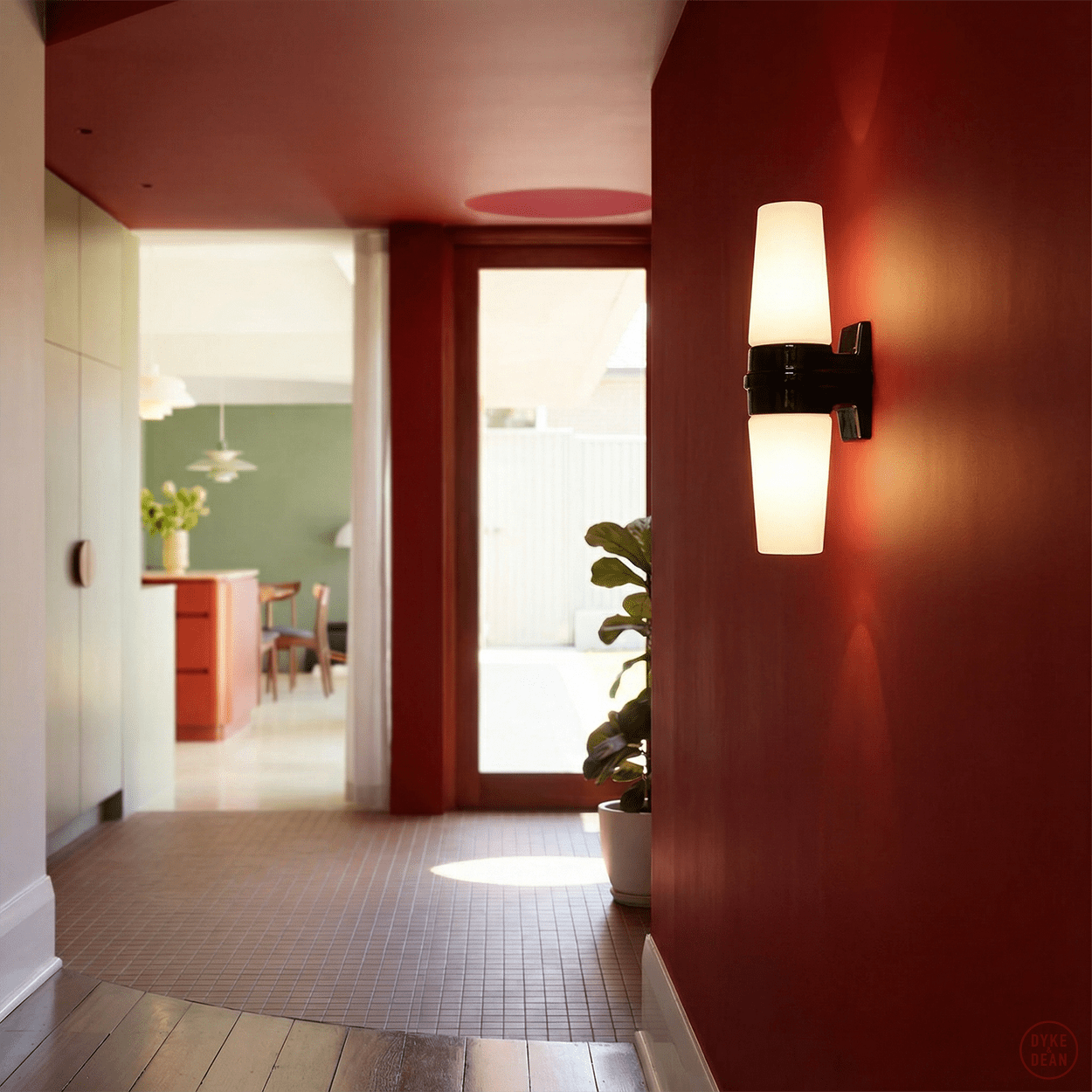 BROWN DOUBLE PORCELAIN WATERPROOF WALL MOUNTED LIGHT - DYKE & DEAN